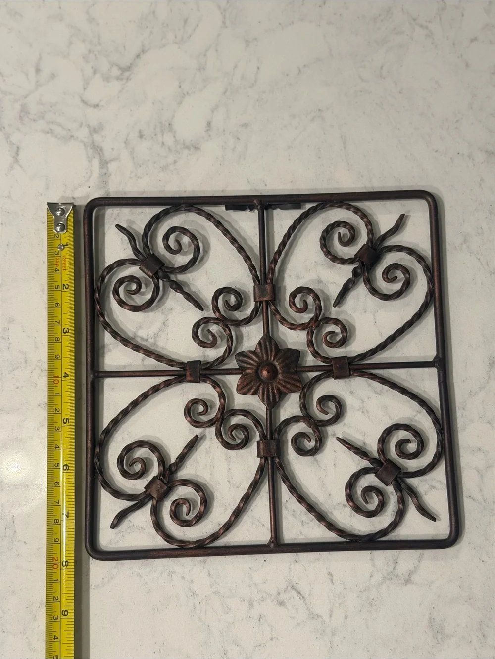 Brown Wrought Iron Wall Art Set - Decorative Scroll Medallions